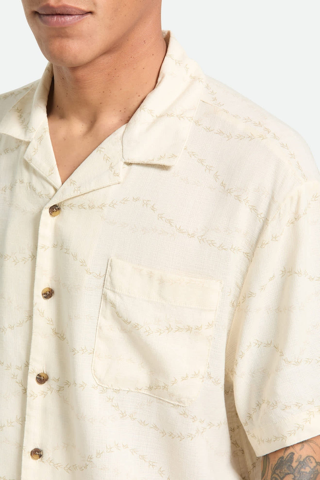 Bunker Slub Short Sleeve Shirt - Whitecap/Black Swallows