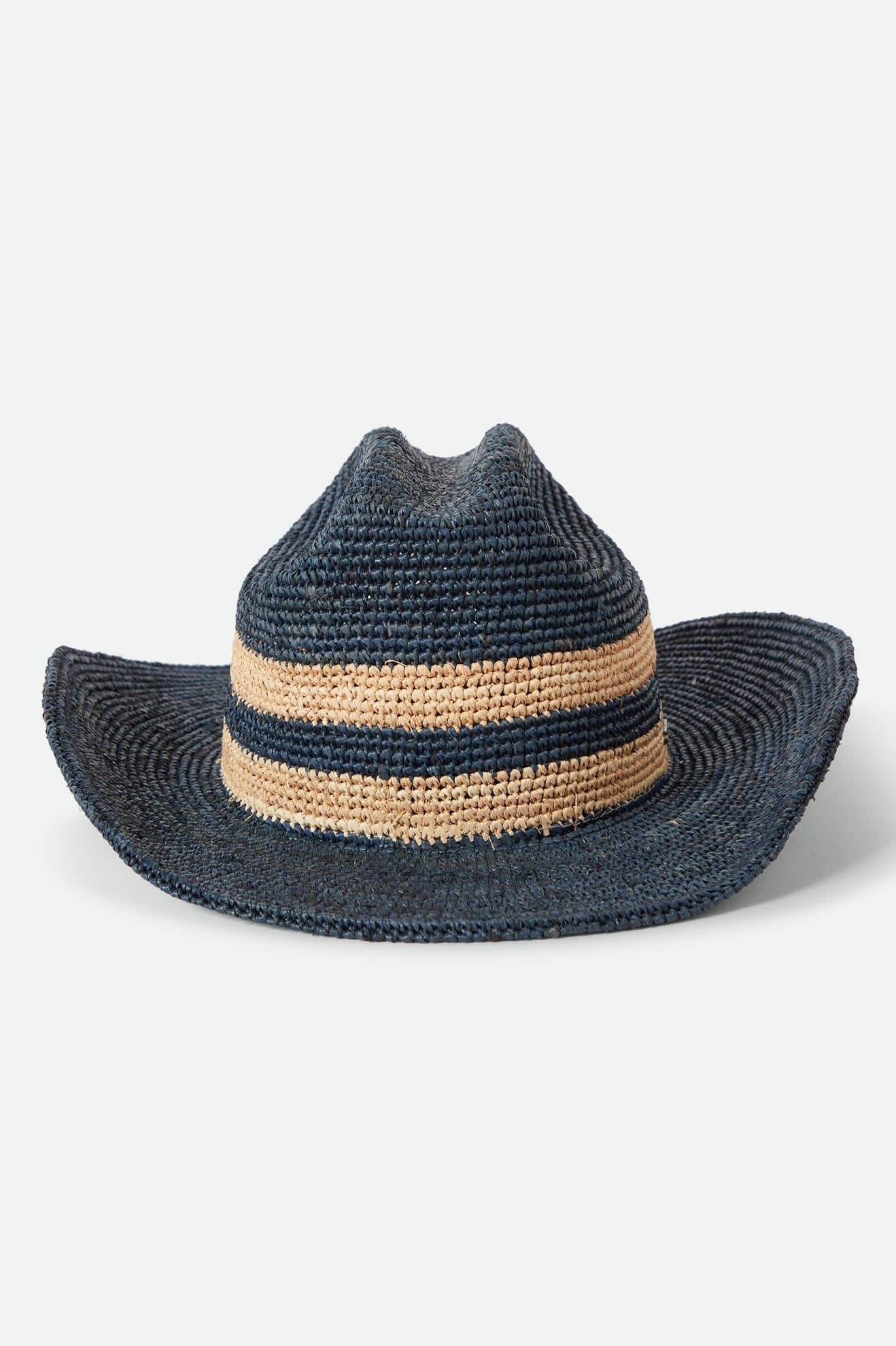 Odessa Straw Packable Cowboy Hat - Midnight Blue/Tan Stripe