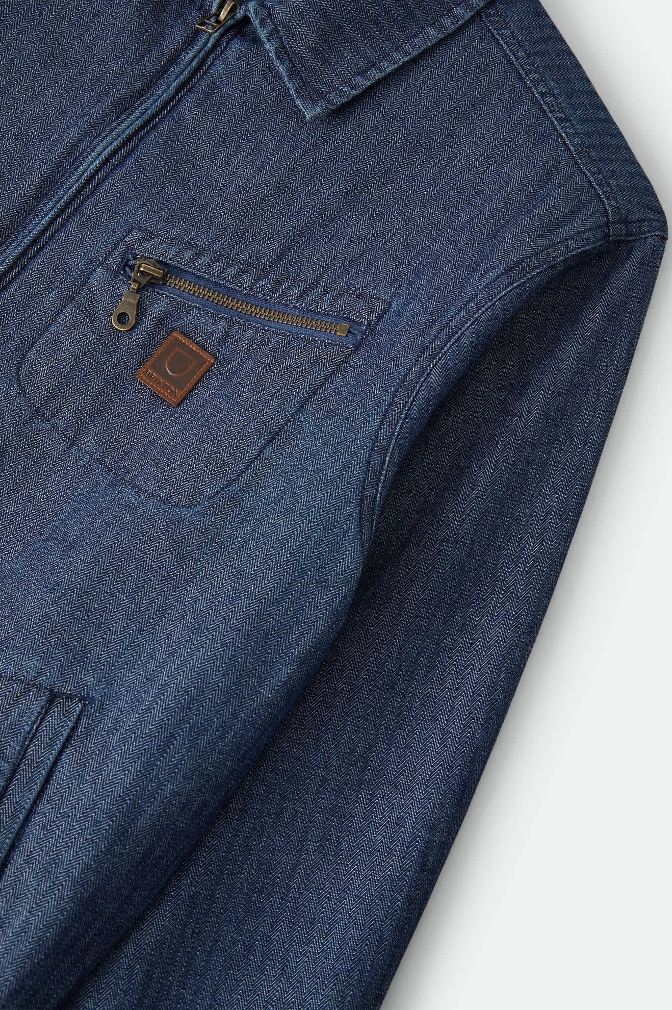 Mechanic Garage Zip Jacket - Indigo Herringbone