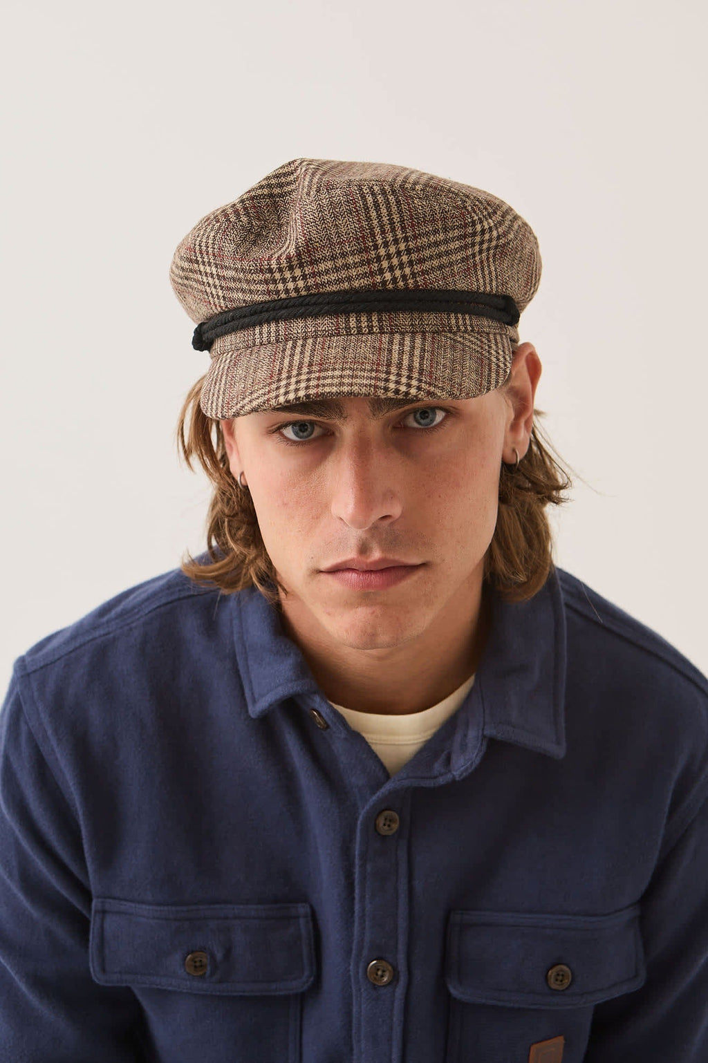 Fiddler Fisherman Cap - Brown/Tan/Red Plaid