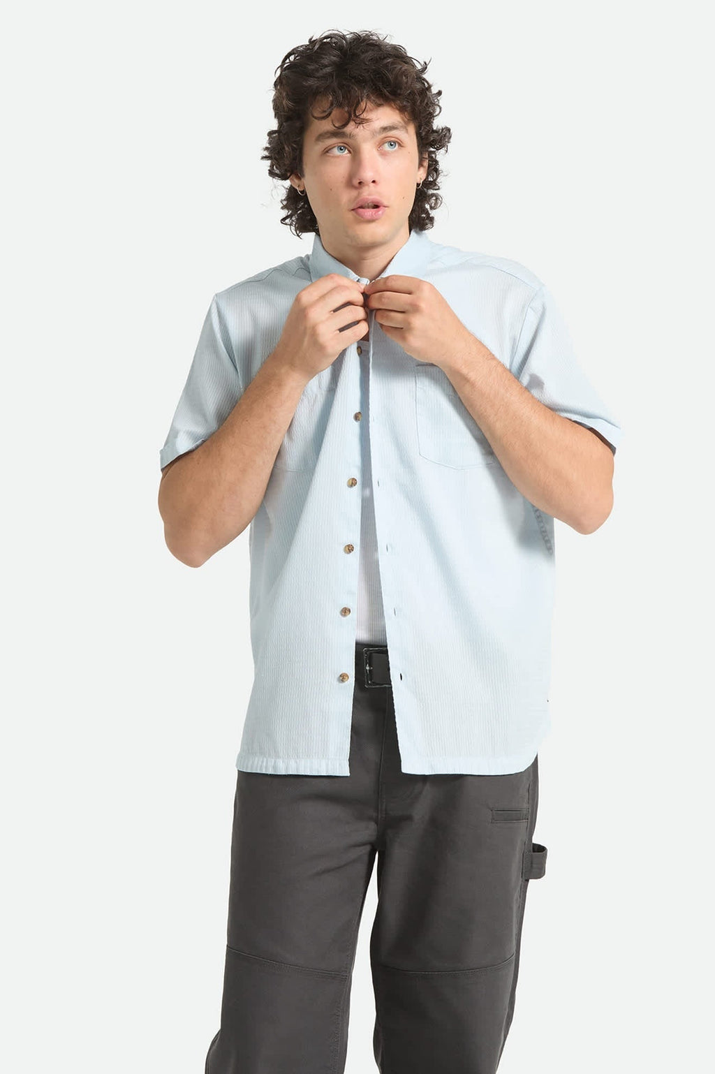 The Vintage Short Sleeve Shirt - Blue Aura