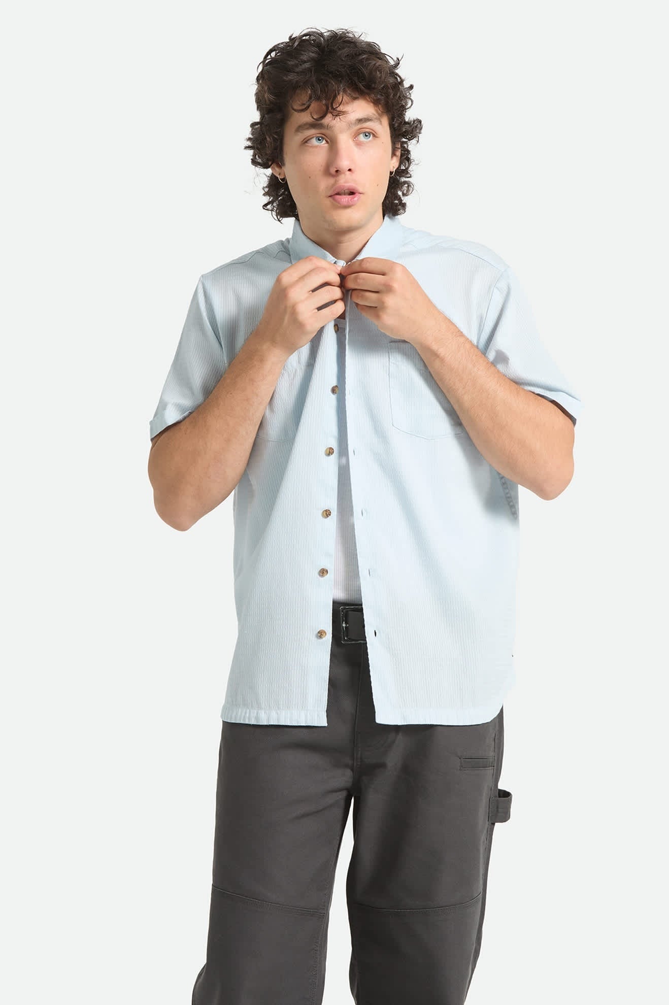 The Vintage Short Sleeve Shirt - Blue Aura