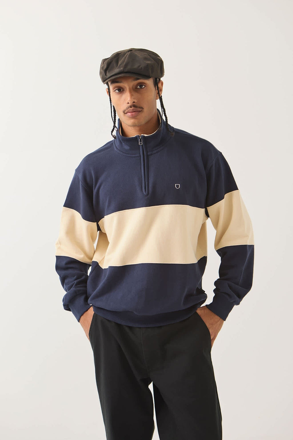 Danville Quarter Zip Fleece - Navy/Whitecap
