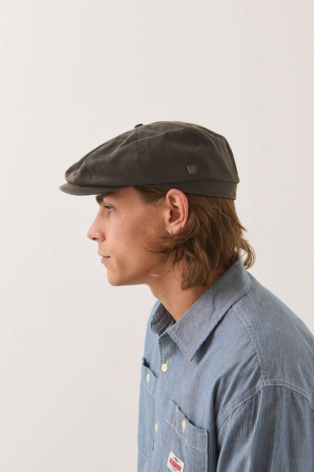 Brood Baggy Flannel Snap Cap - Brown Faux Leather