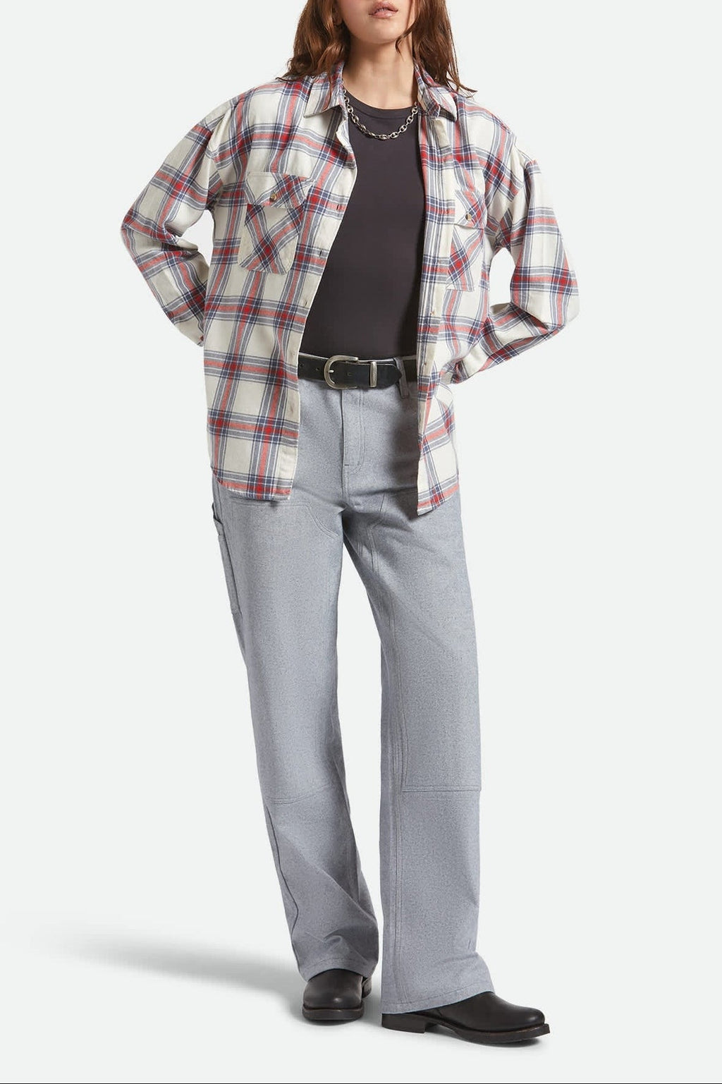 Women's Bowery Vintage Overshirt - Off White/Berring Sea/Red