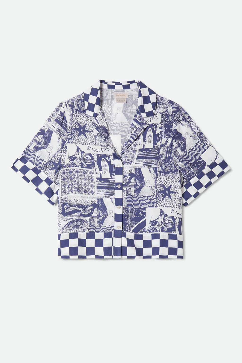 The Omar Button Down Short Sleeve Shirt - Navy/White Collage