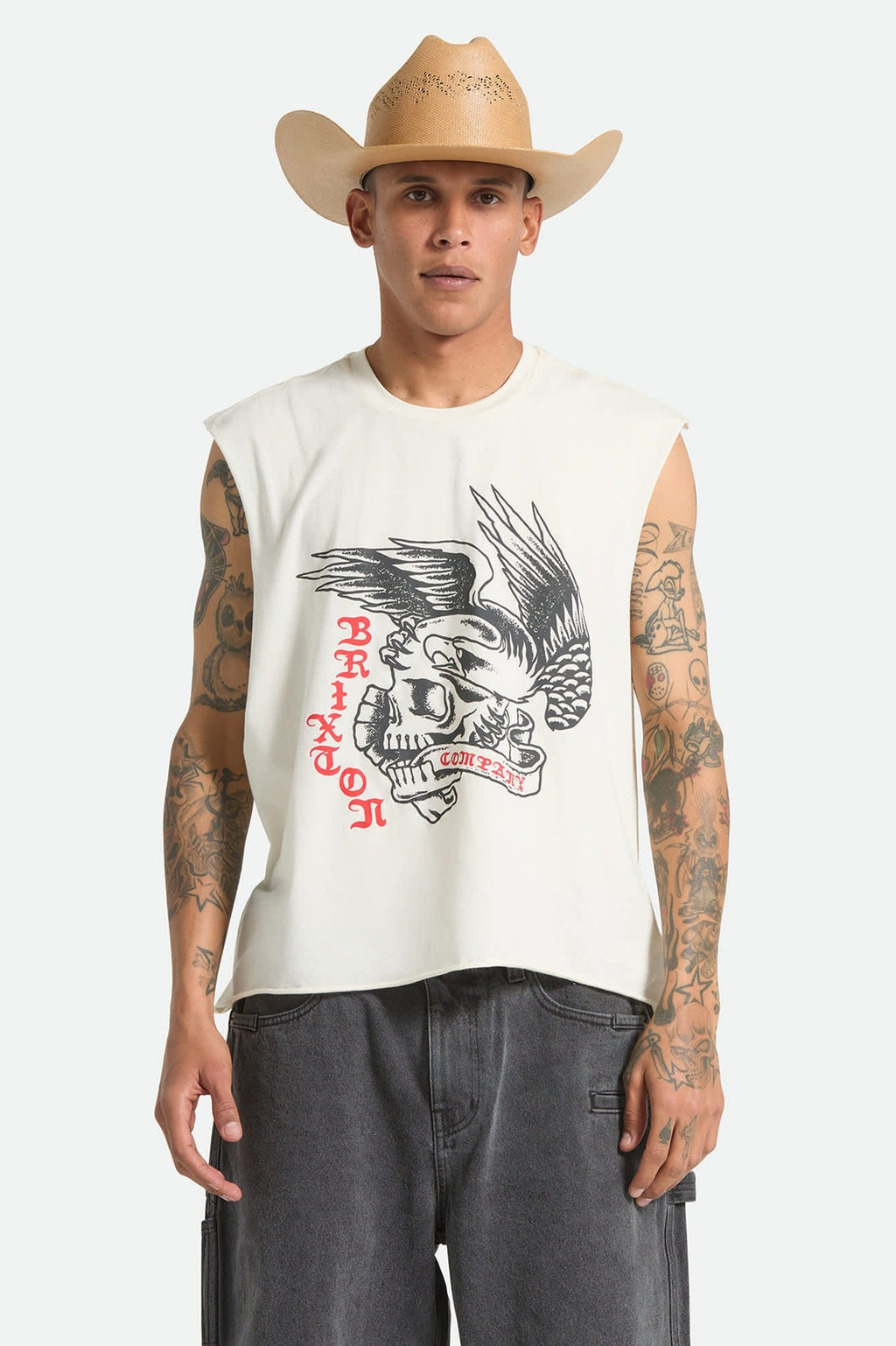 Wolcott Worn In Boxy Muscle Tank - Off White