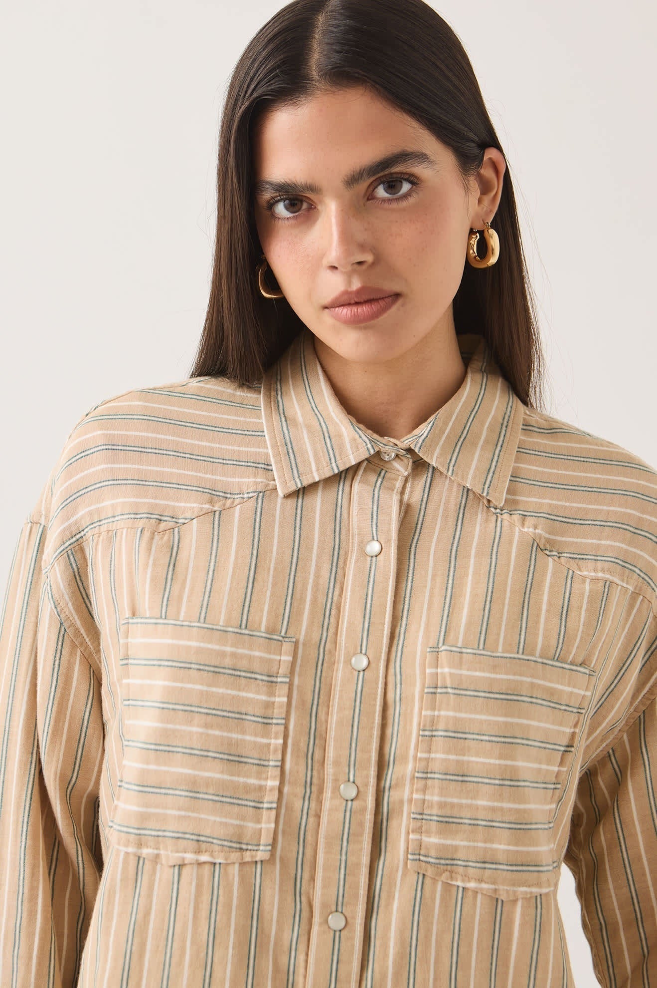 Wayne Women's Shirt - Sand Stripe