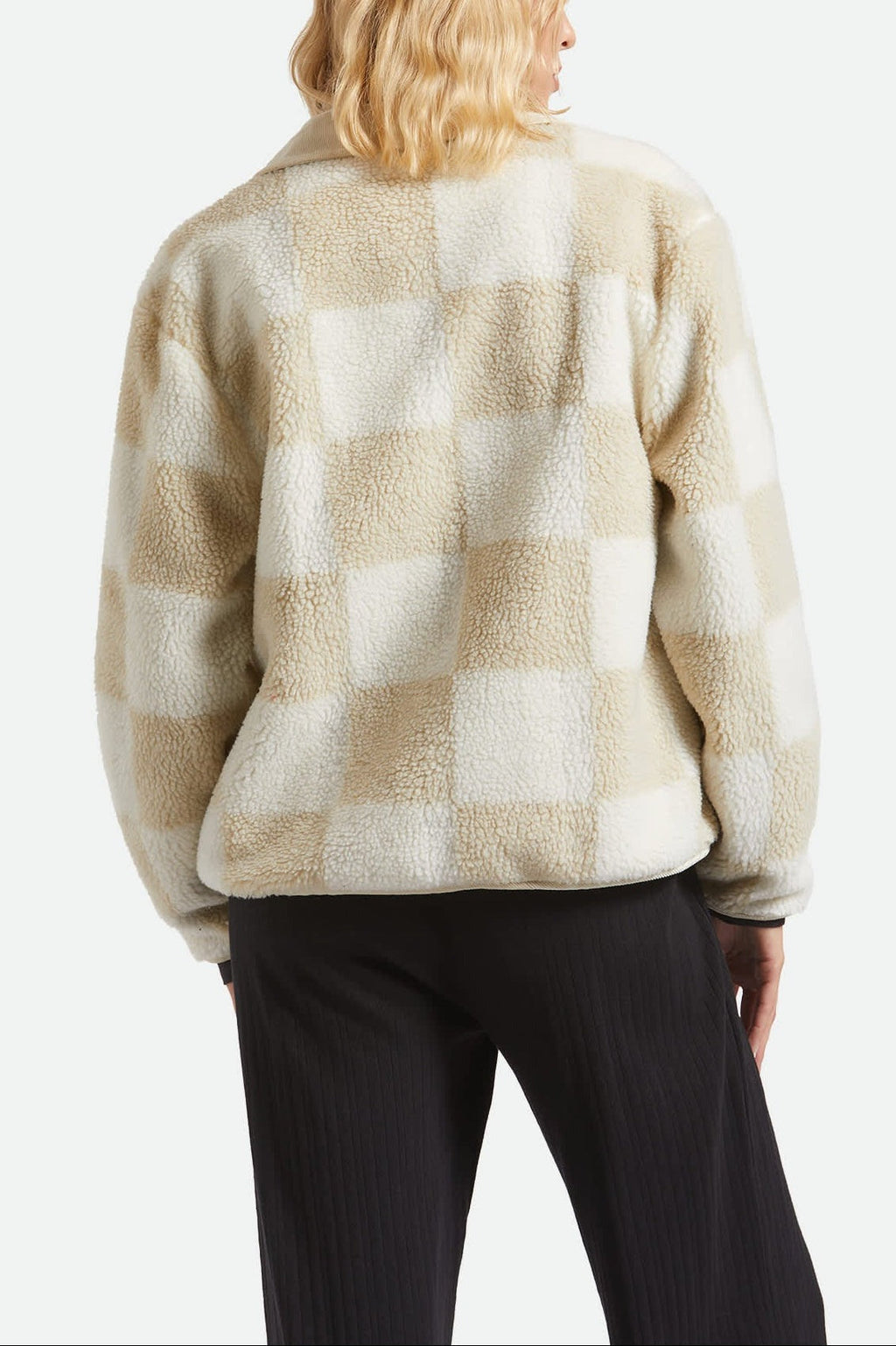 Delilah Sherpa Jacket - White/Natural Finish Line Checker