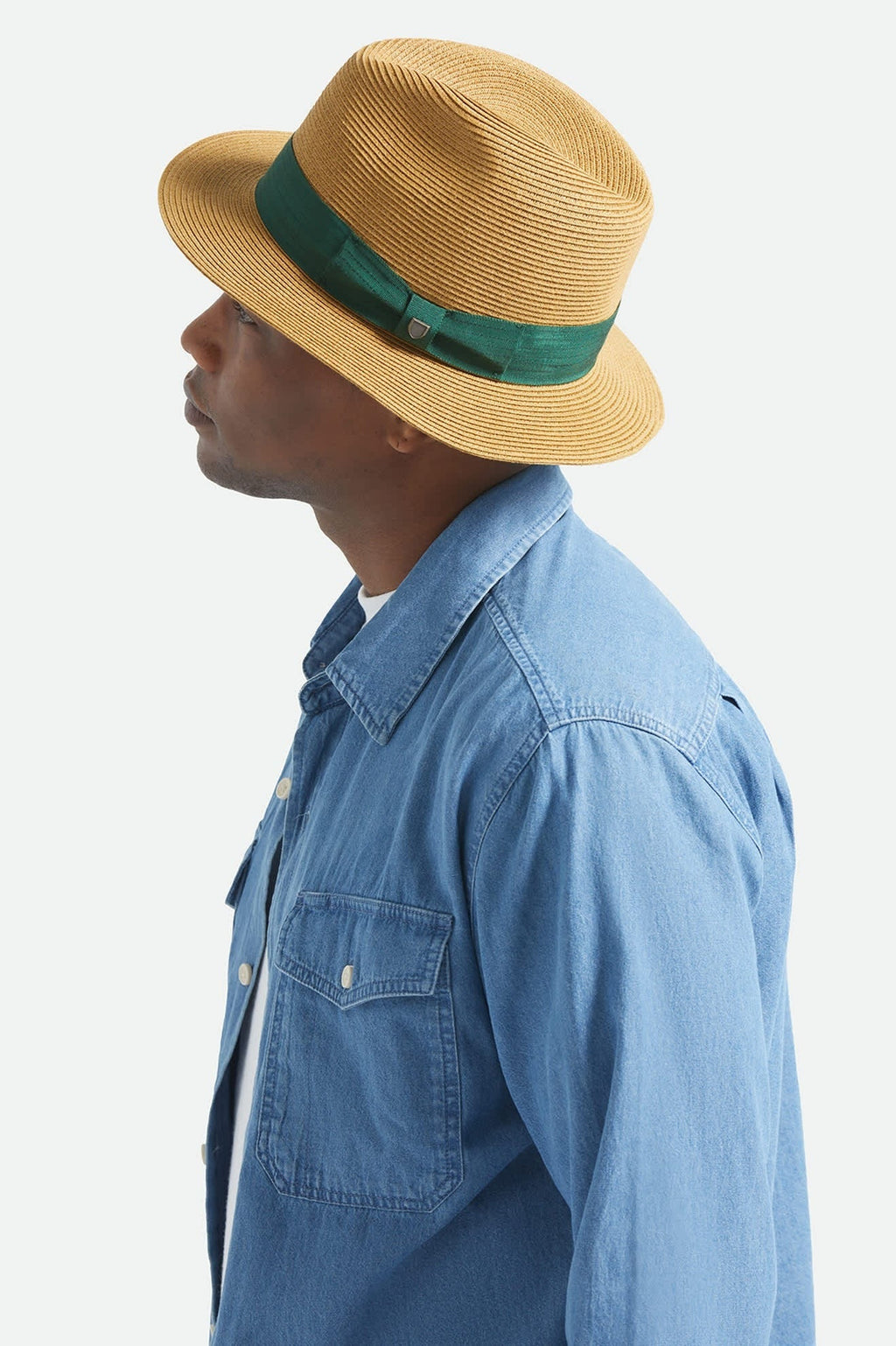 Roma Straw Packable Fedora - Dark Tan/Primal Green