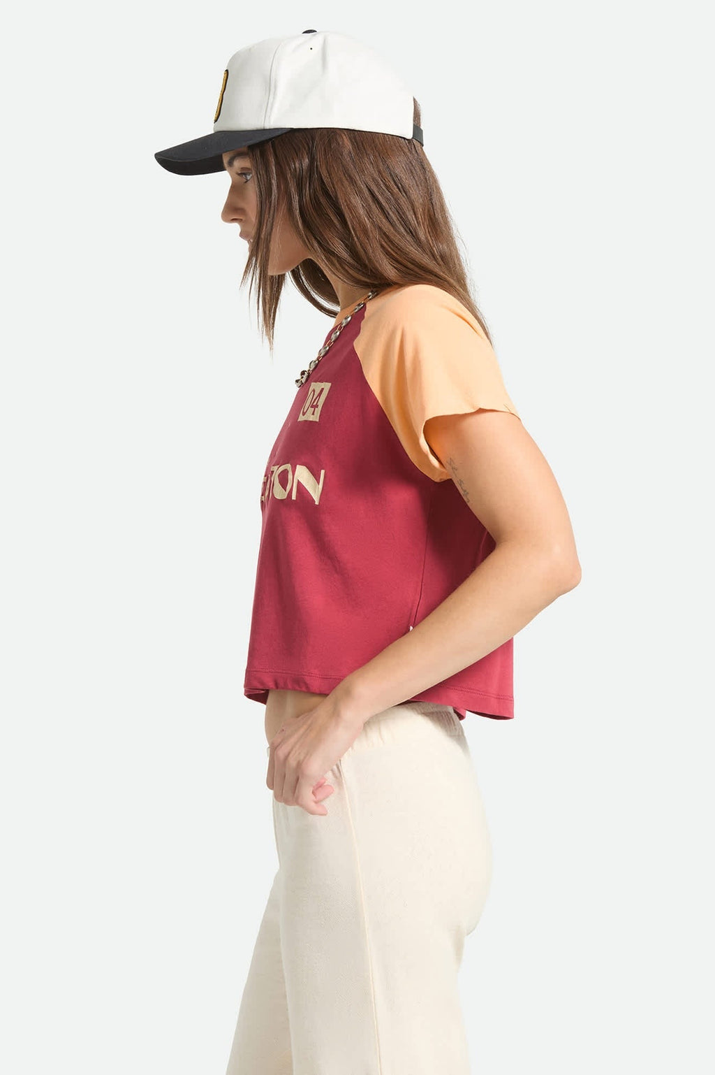 Swallow Sky Cropped Raglan - Robust Red/Peach Cobbler