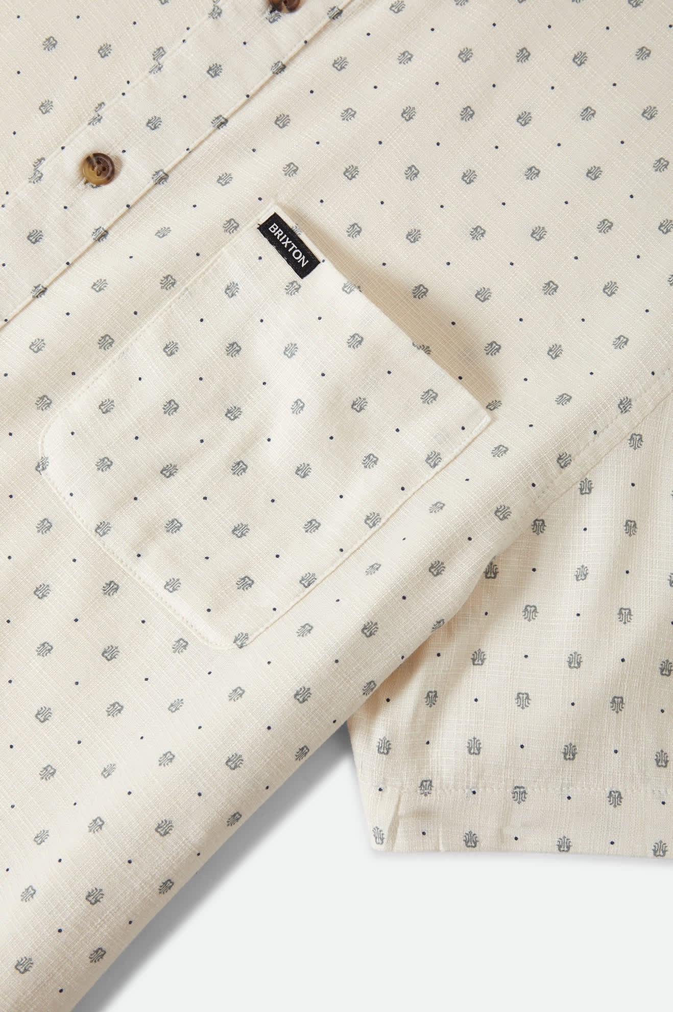 Charter Slub Short Sleeve Shirt - Off White Micro Geo