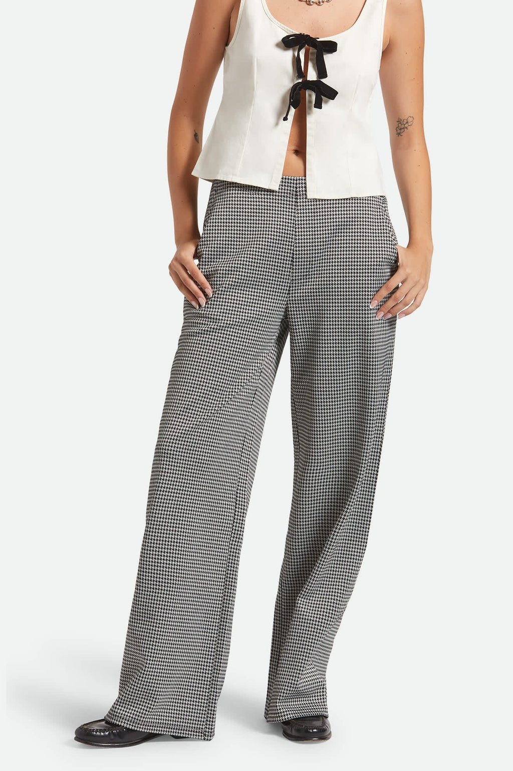 Houndstooth Leisure Trouser Pant - Winter White/Black