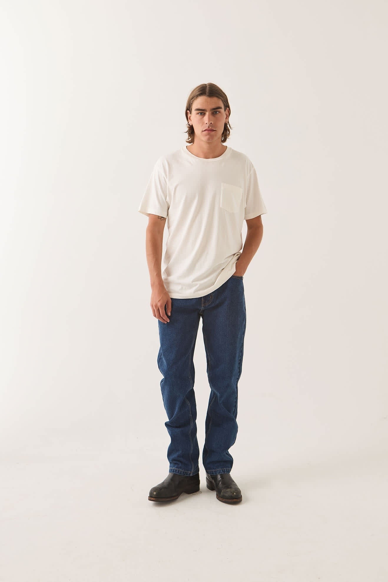 Brixton Baseline Pocket T-Shirt - Off White Vintage Wash