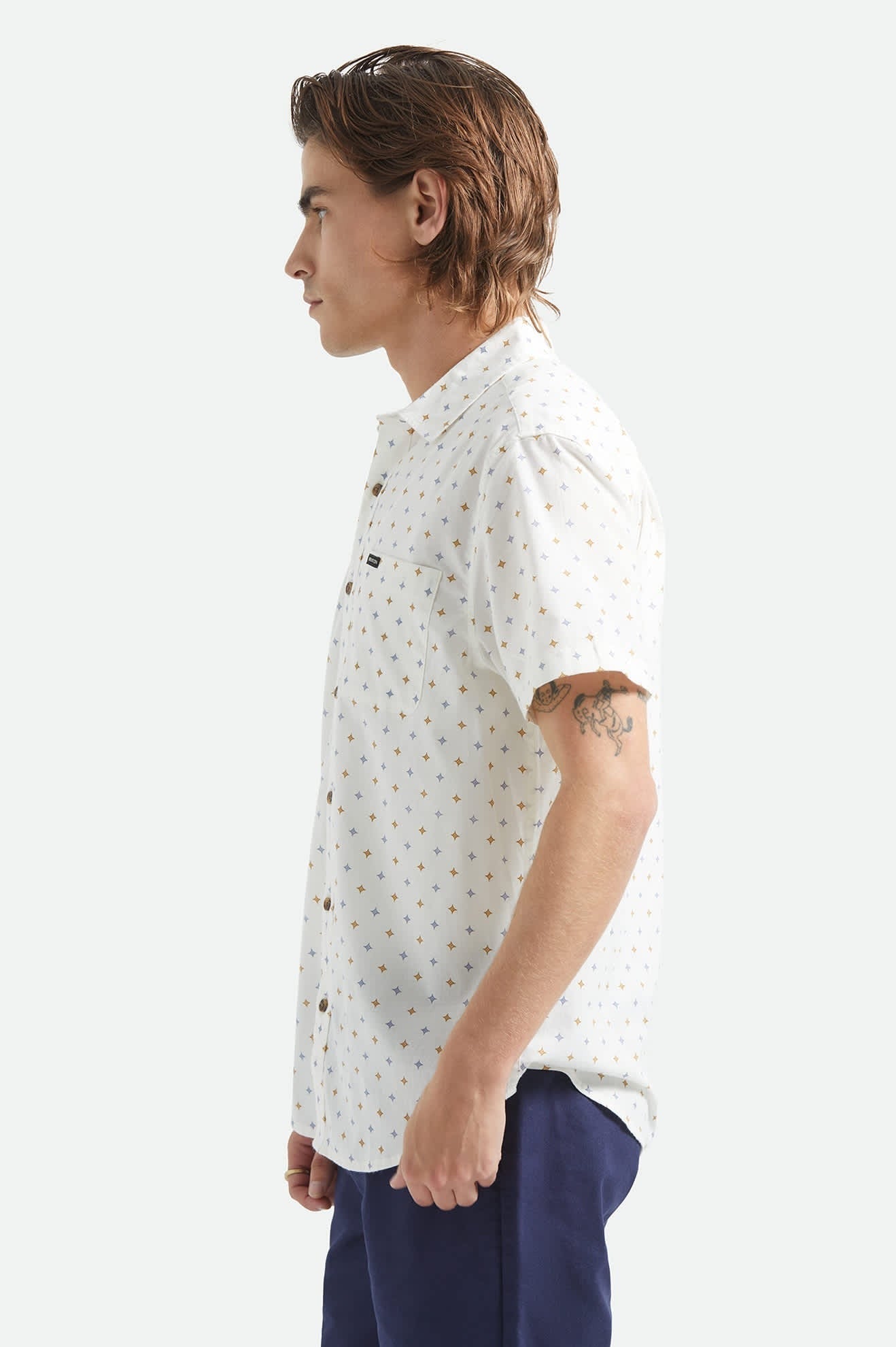 Charter Print Short Sleeve Shirt - Off White/Multi Diamond Tile