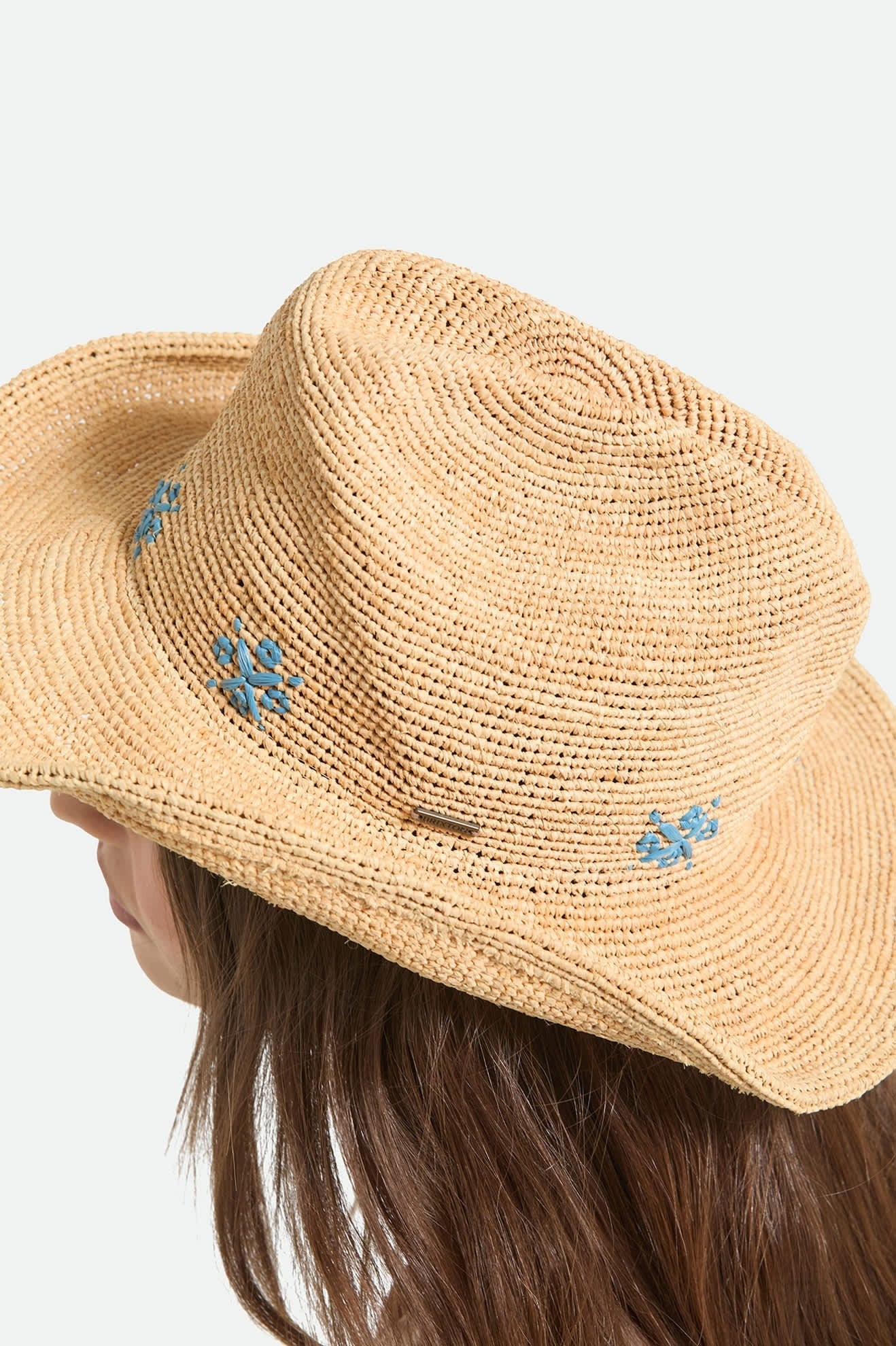 Odessa Straw Packable Cowboy Hat - Tan/Sunrise Blue