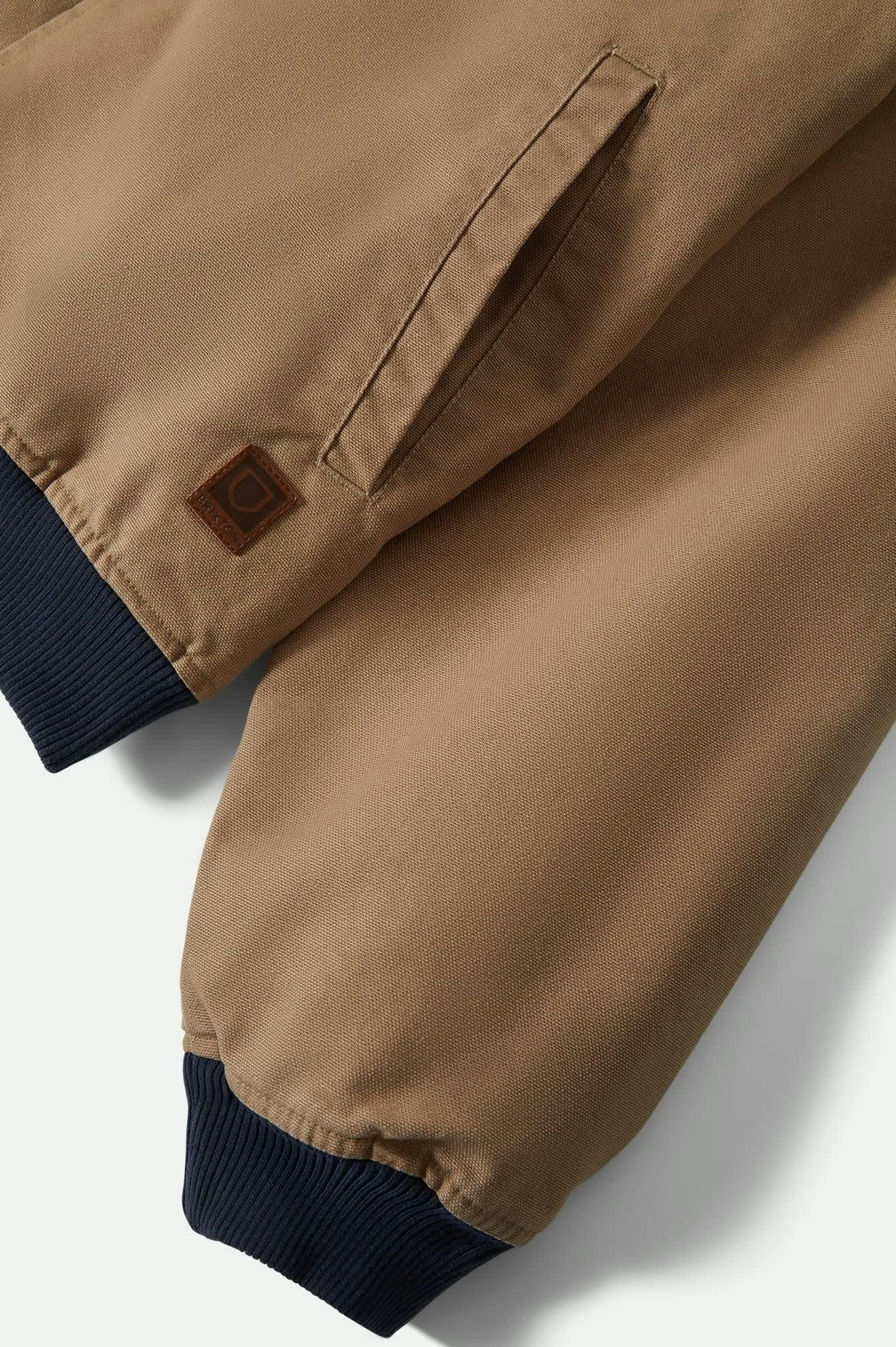 Canvas Hooded Bomber Jacket - Khaki/Mood Indigo