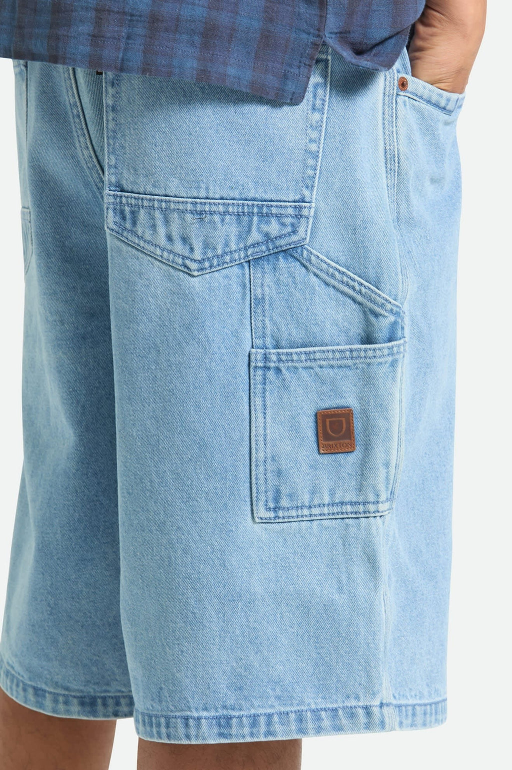 Builders Carpenter Baggy Short - Washed Blue Denim
