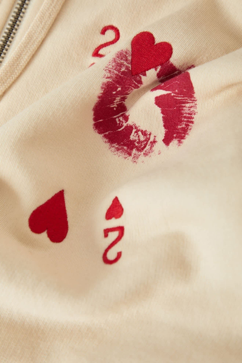 Kissing Hearts Zip Hood - Whitecap