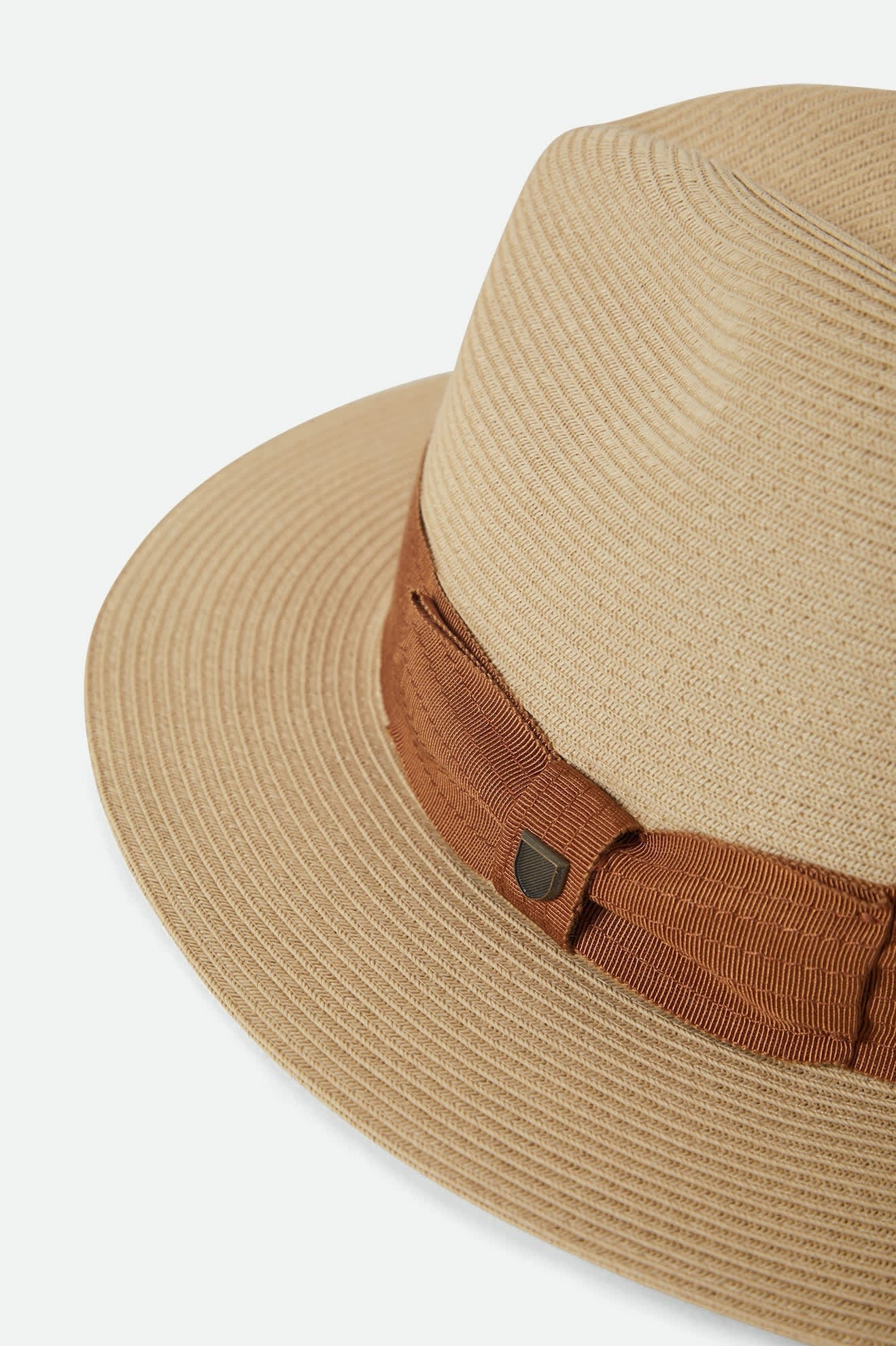 Roma Straw Packable Fedora - Natural/Bronze