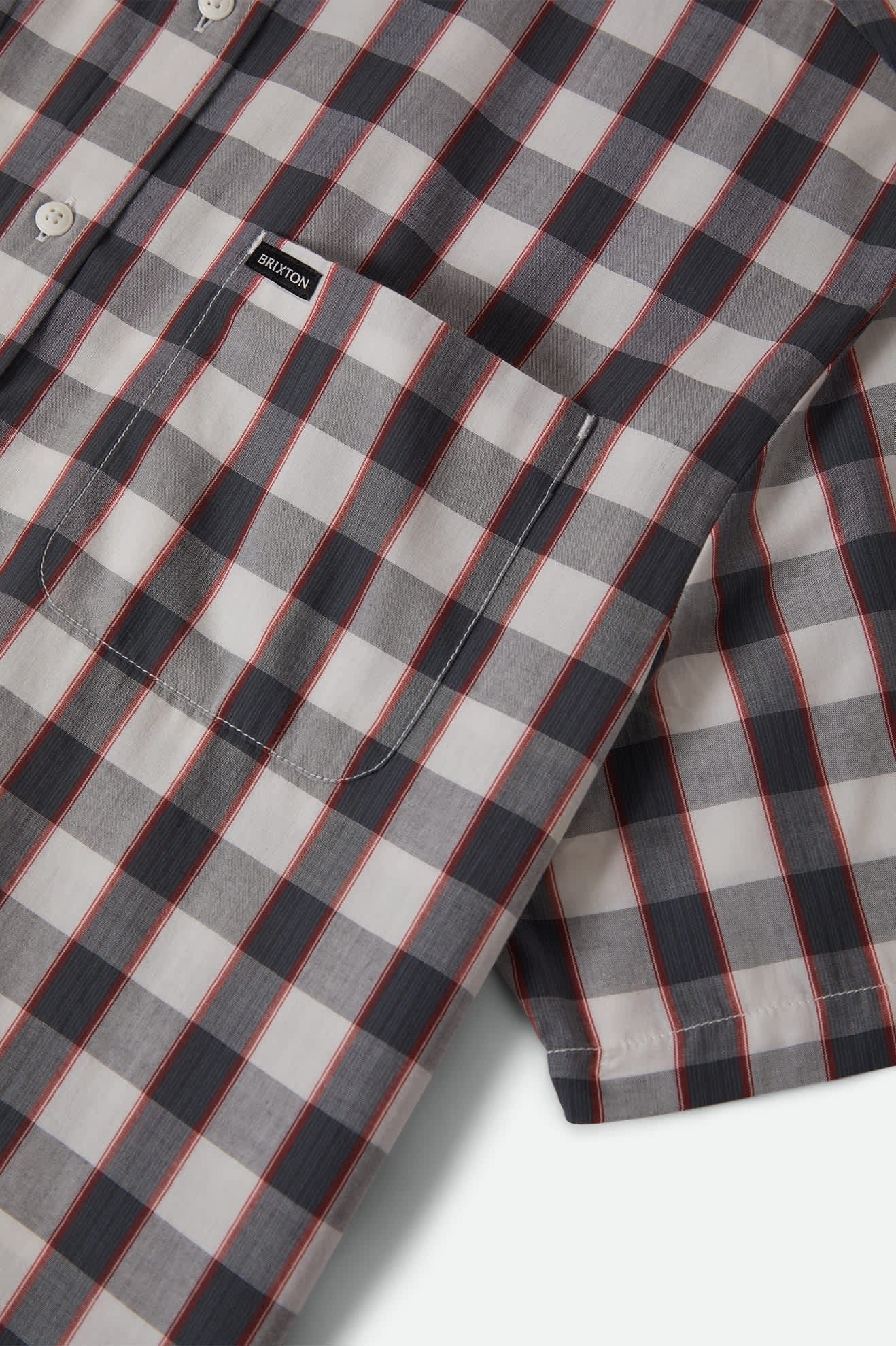Cru Plaid Short Sleeve Shirt - Black/Off White/Red