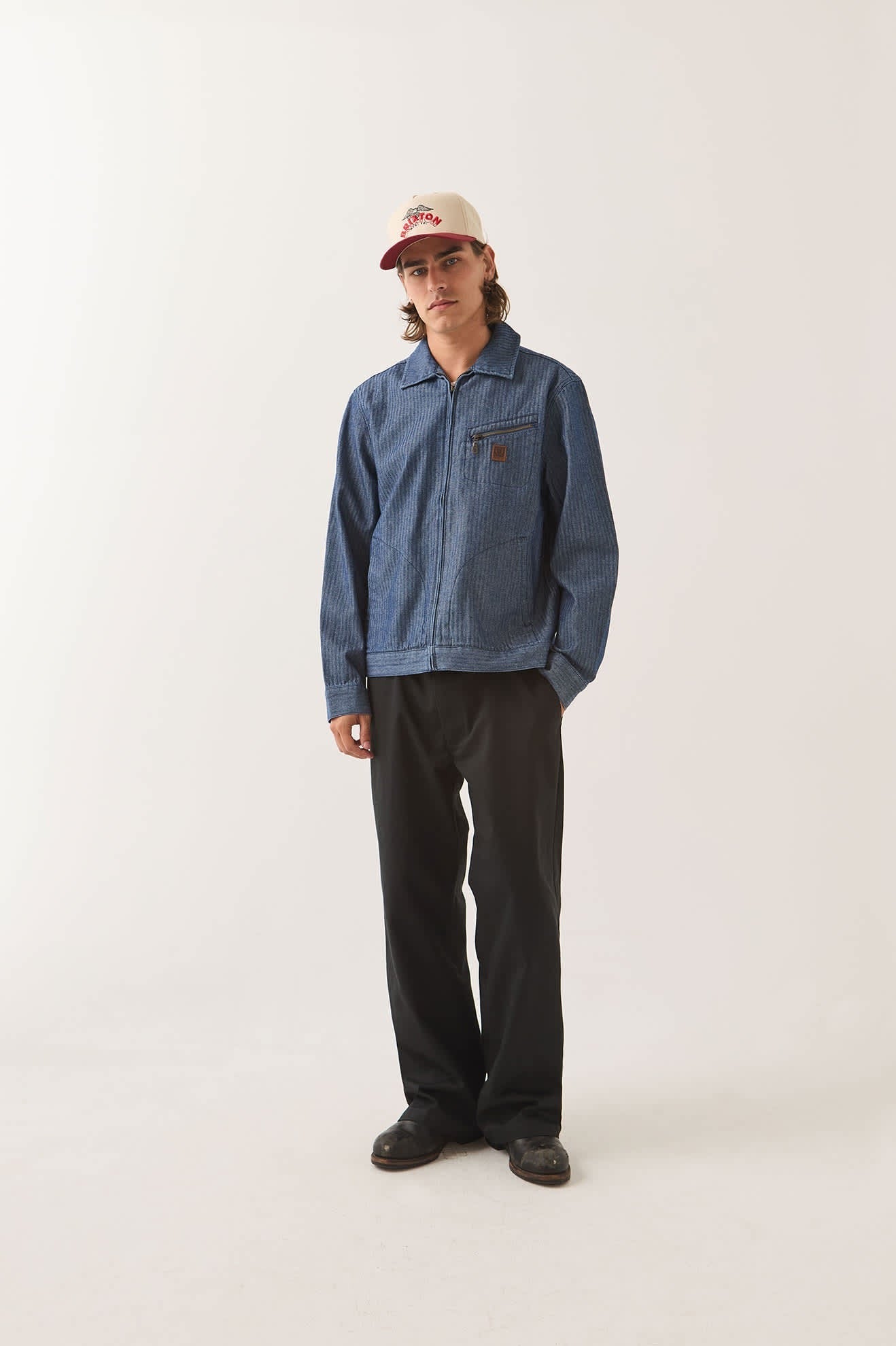 Mechanic Garage Zip Jacket - Indigo Herringbone