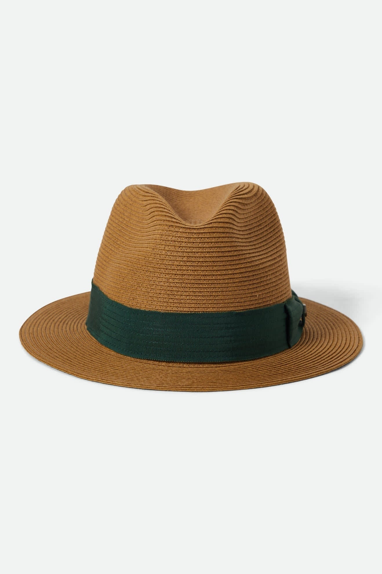 Roma Straw Packable Fedora - Dark Tan/Primal Green
