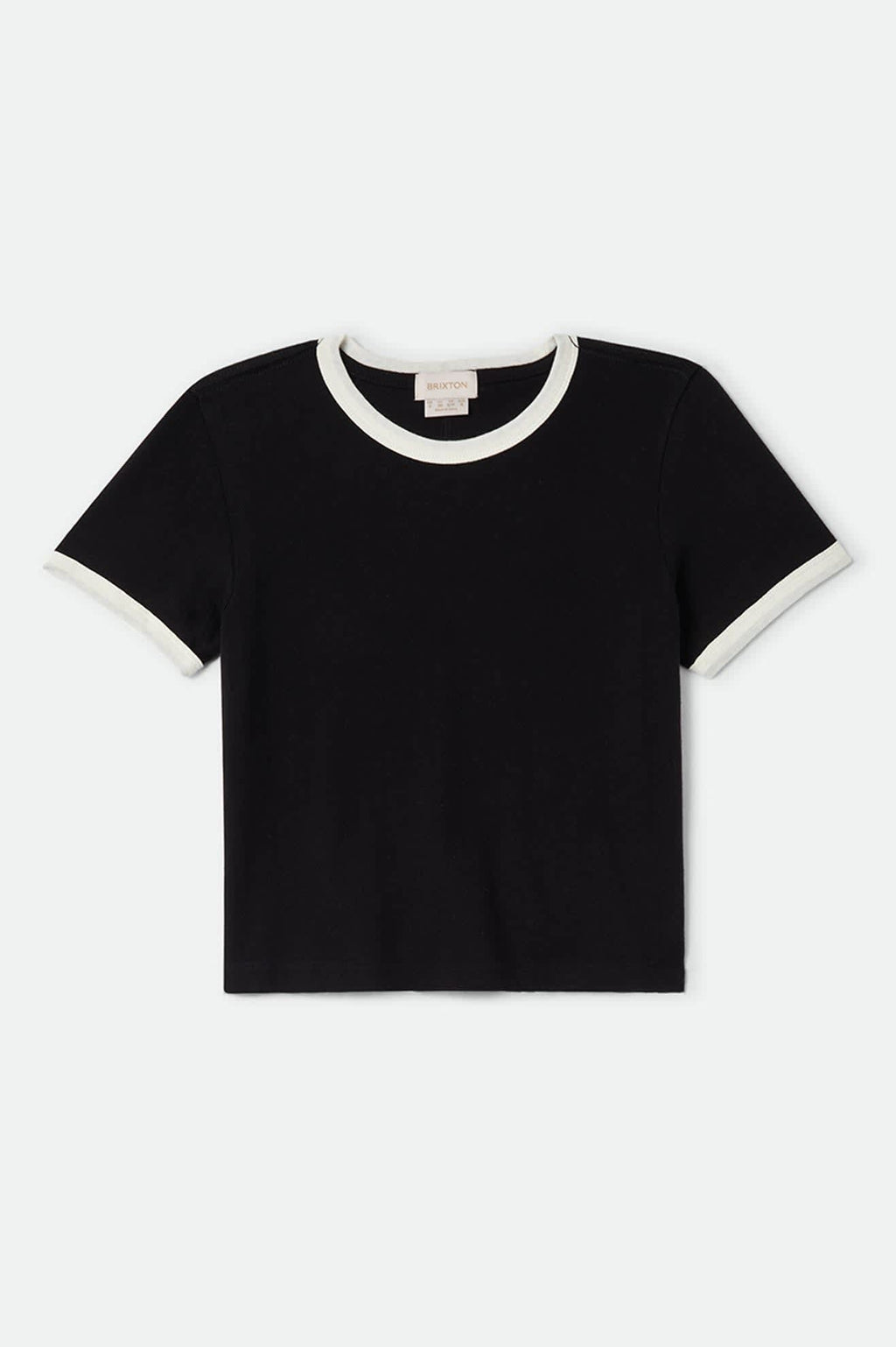 Carefree Organic Garment Dye Ringer T-Shirt - Black/Off White