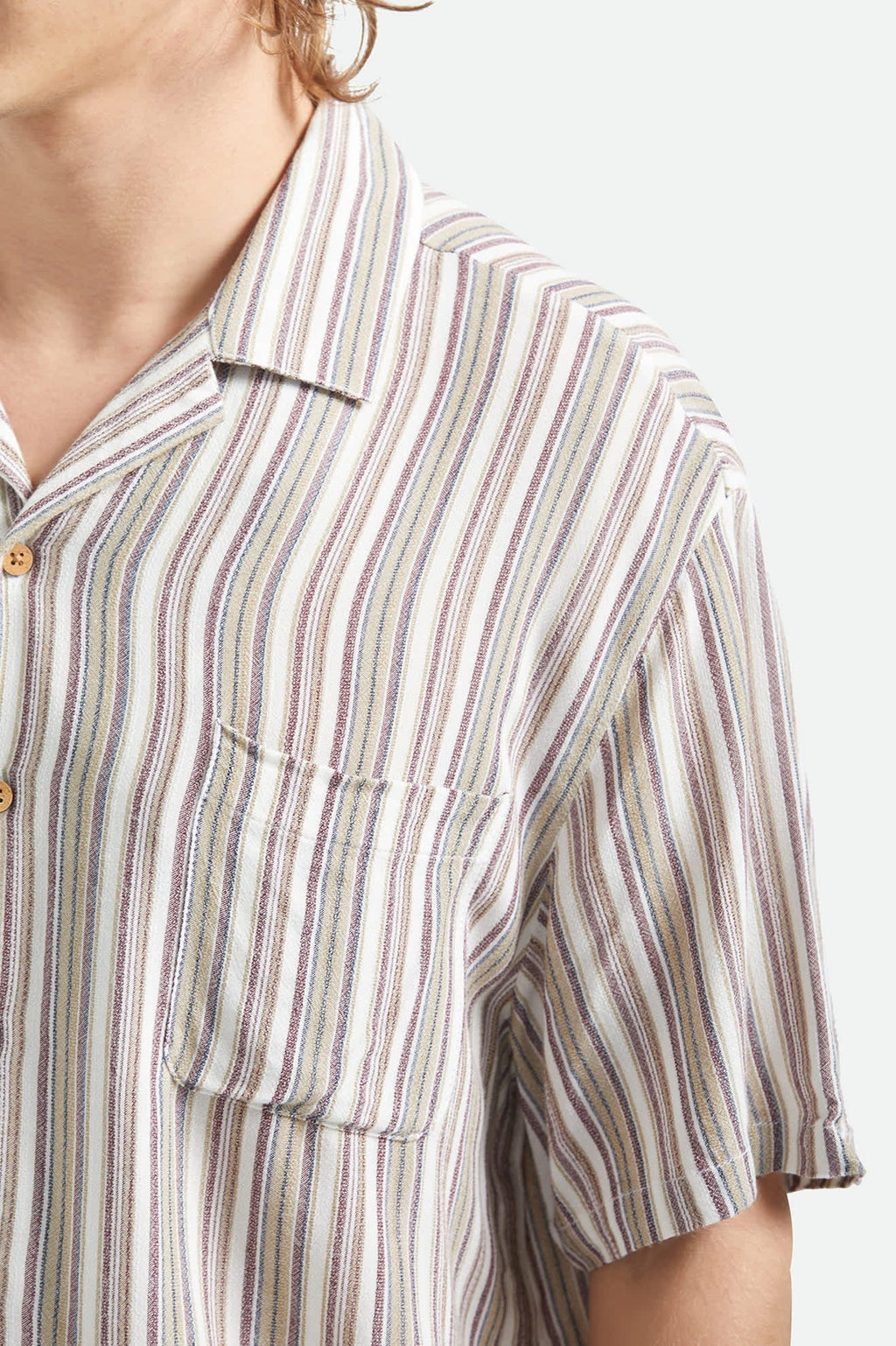 Bunker Twisted Stripe Camp Collar Shirt - Robust Red