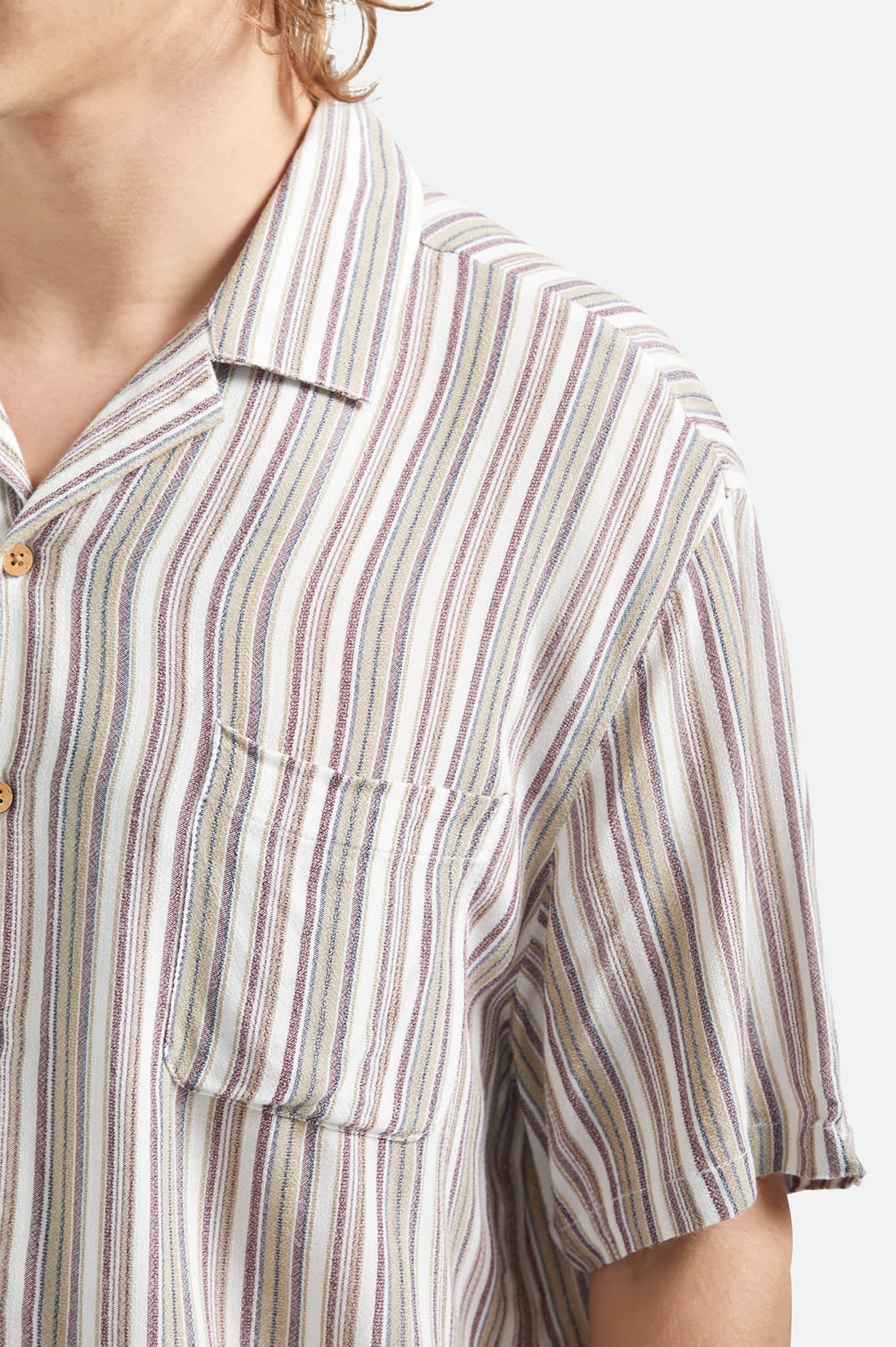 Bunker Twisted Stripe Camp Collar Shirt - Robust Red