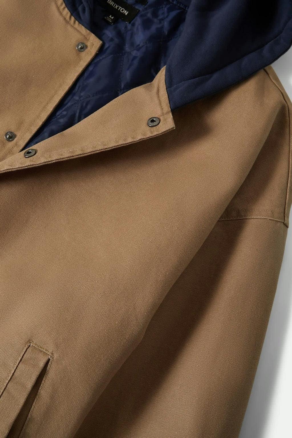 Canvas Hooded Bomber Jacket - Khaki/Mood Indigo