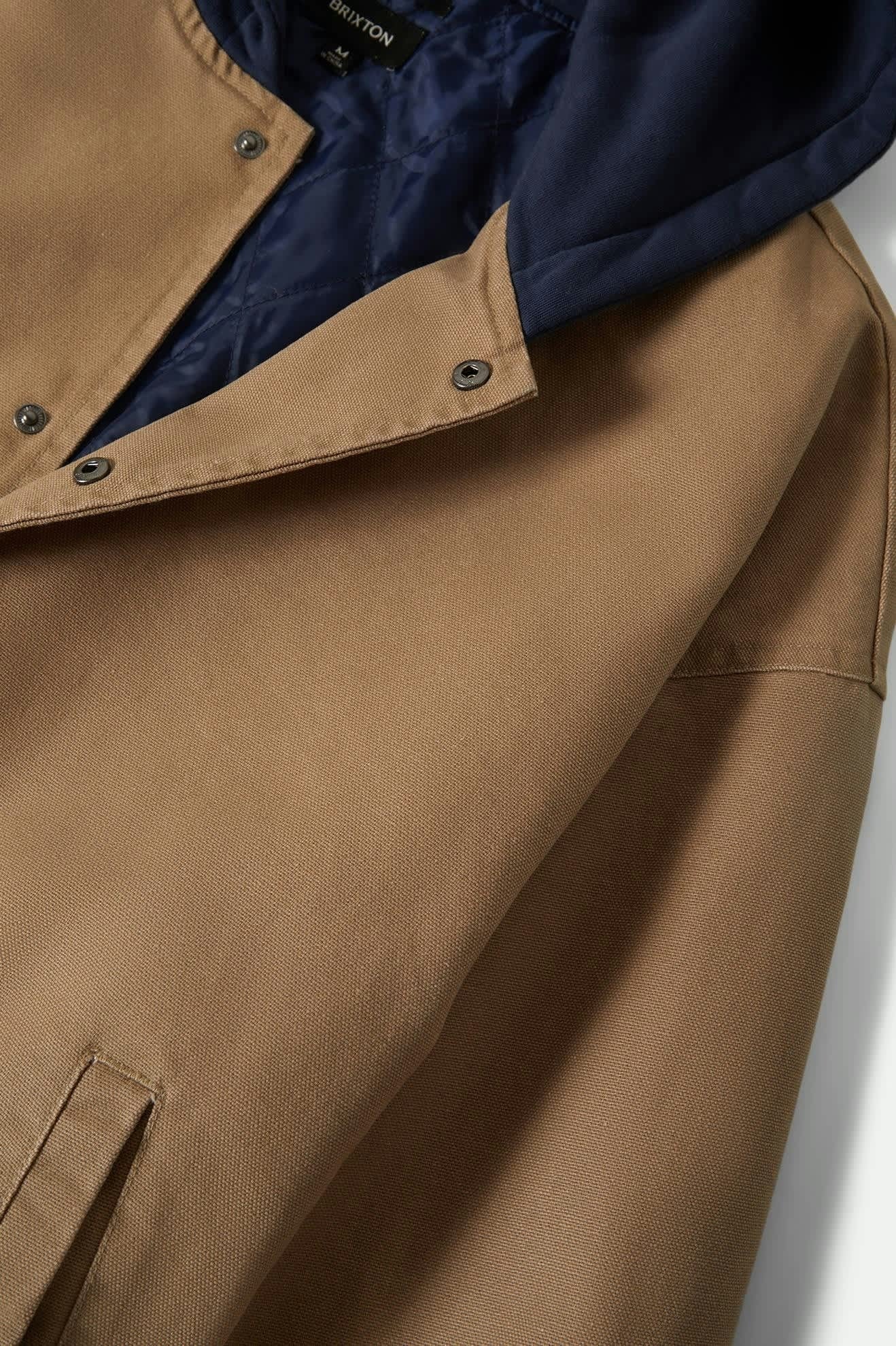 Canvas Hooded Bomber Jacket - Khaki/Mood Indigo