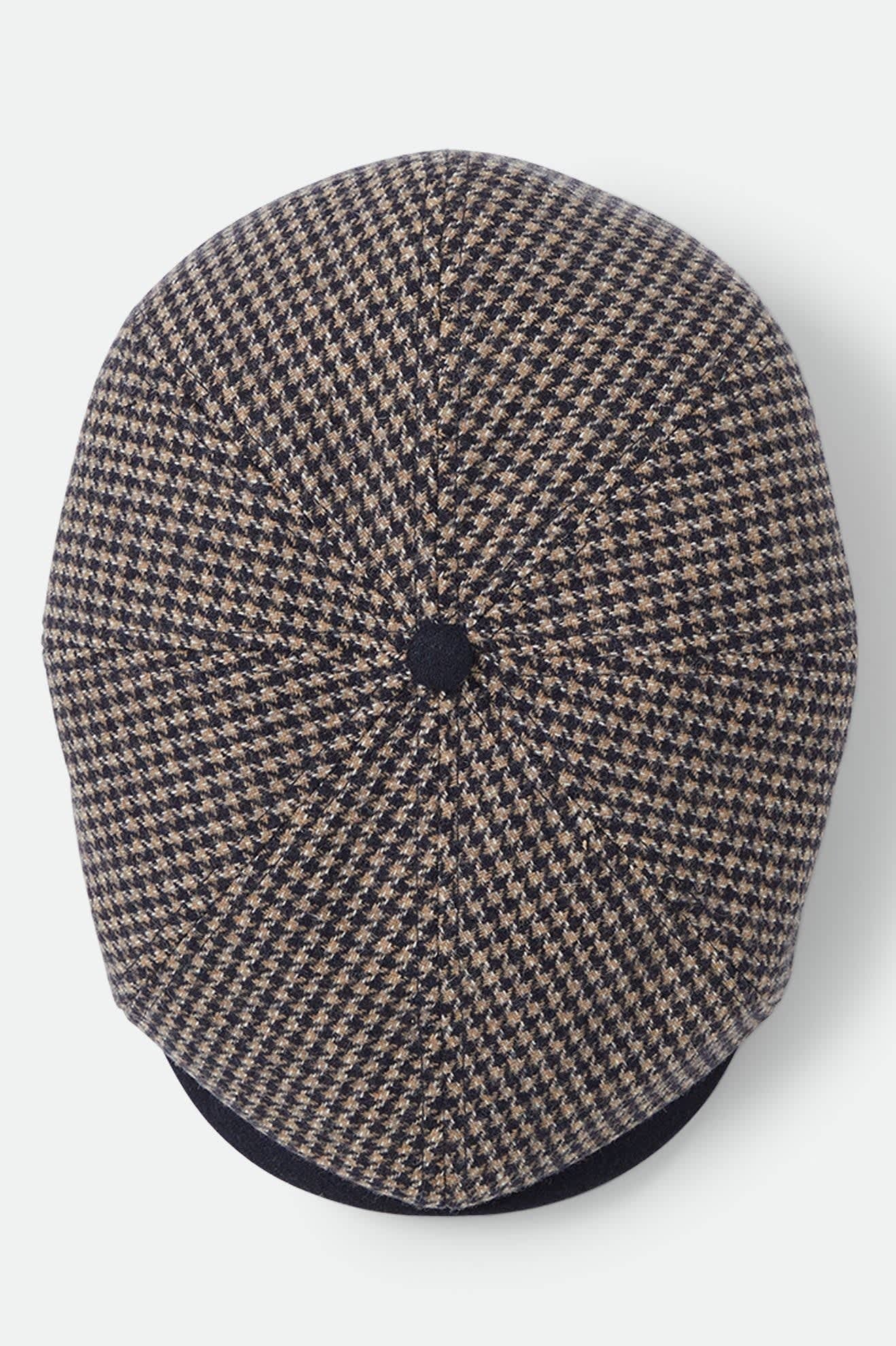 Brood Newsboy Cap - Navy/Sand Houndstooth