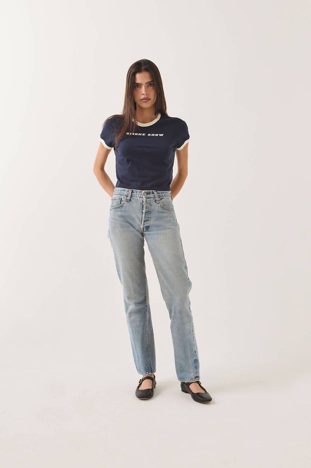 Smoke Show Baby T-Shirt - Washed Navy/Whitecap