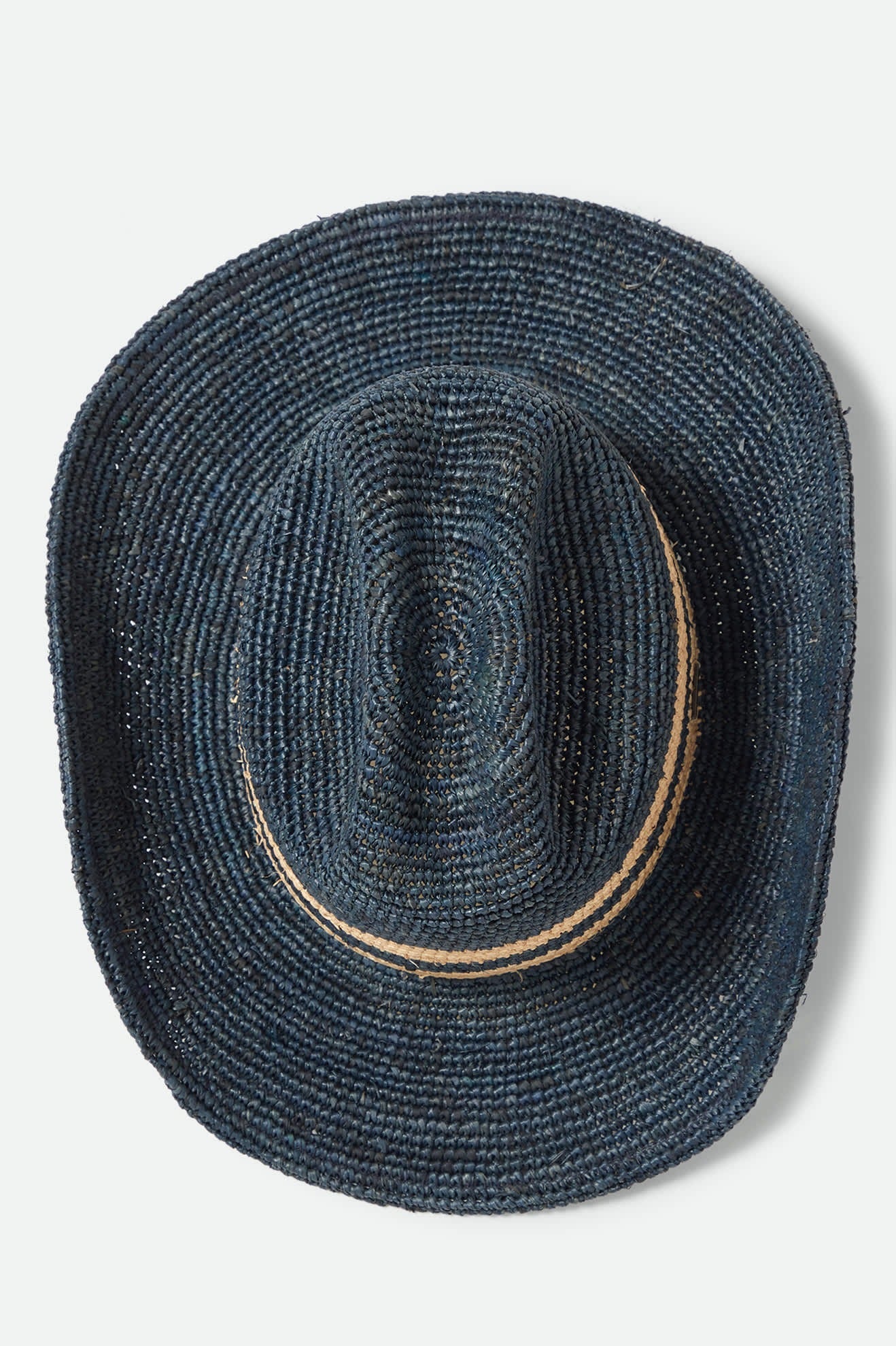 Odessa Straw Packable Cowboy Hat - Midnight Blue/Tan Stripe
