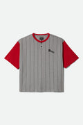 Boxy Short Sleeve Baseball T-Shirt - Heather Grey/Adrenaline Rush
