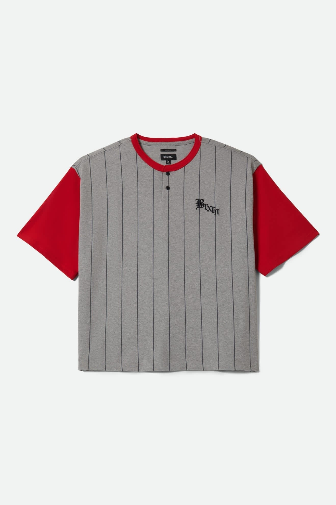 Boxy Short Sleeve Baseball T-Shirt - Heather Grey/Adrenaline Rush