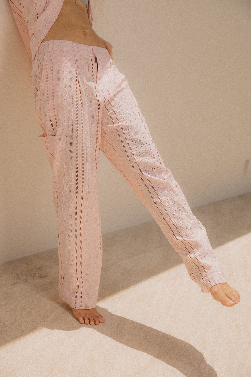 The Mercer Wide Leg Trouser Pant - Chalk Pink