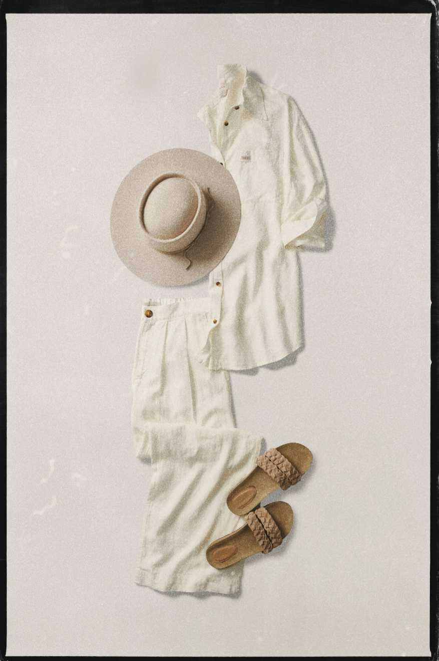 Women's Vintage Linen Blend Wide Leg Pant - Off White