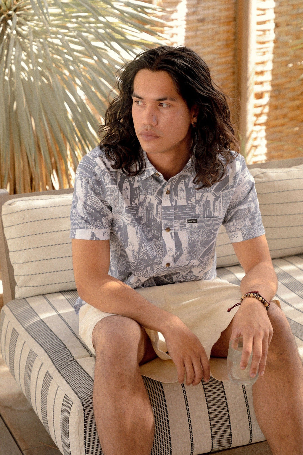 Charter Print Short Sleeve Shirt - Navy/White Collage