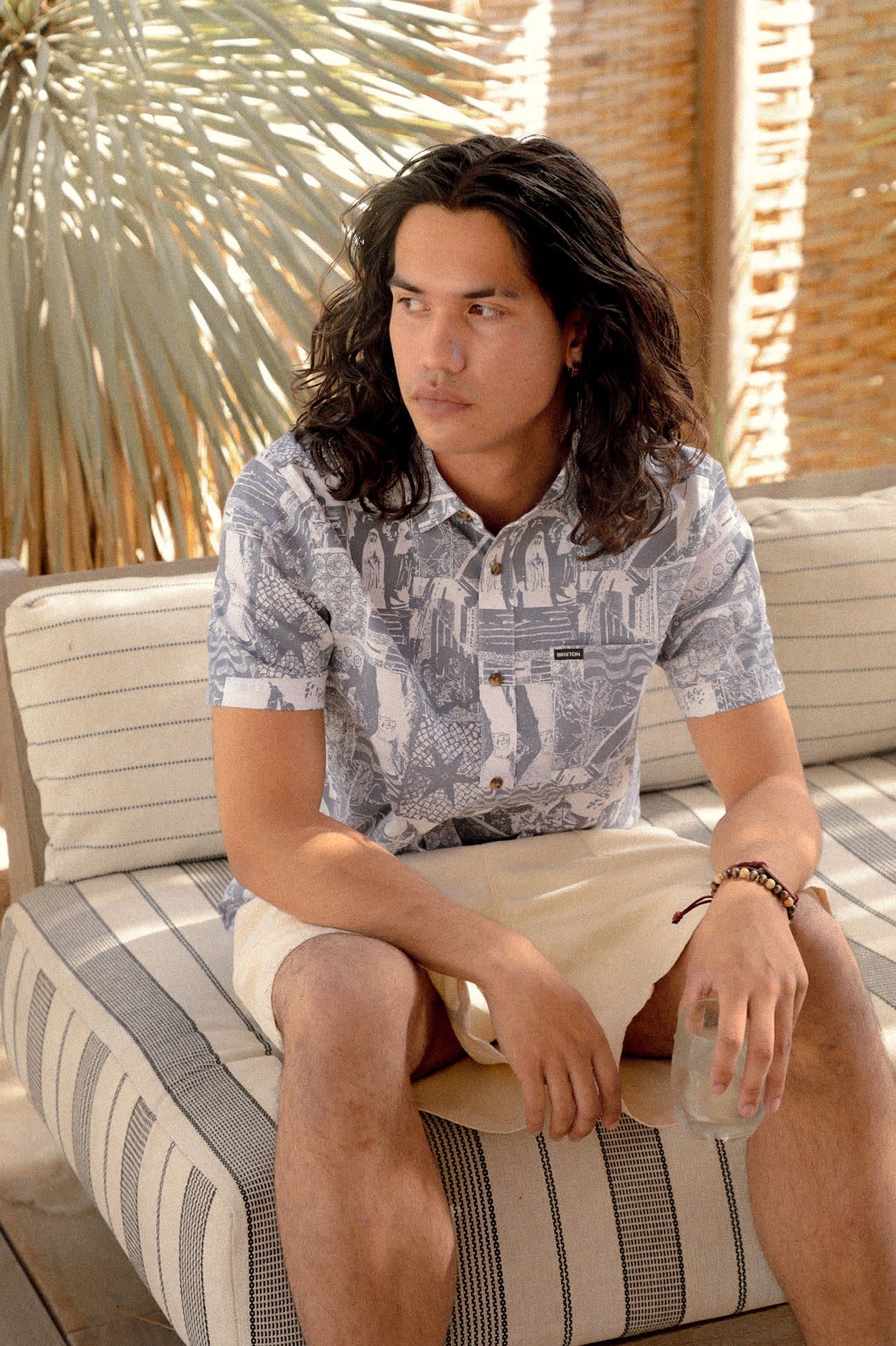 Charter Print Short Sleeve Shirt - Navy/White Collage
