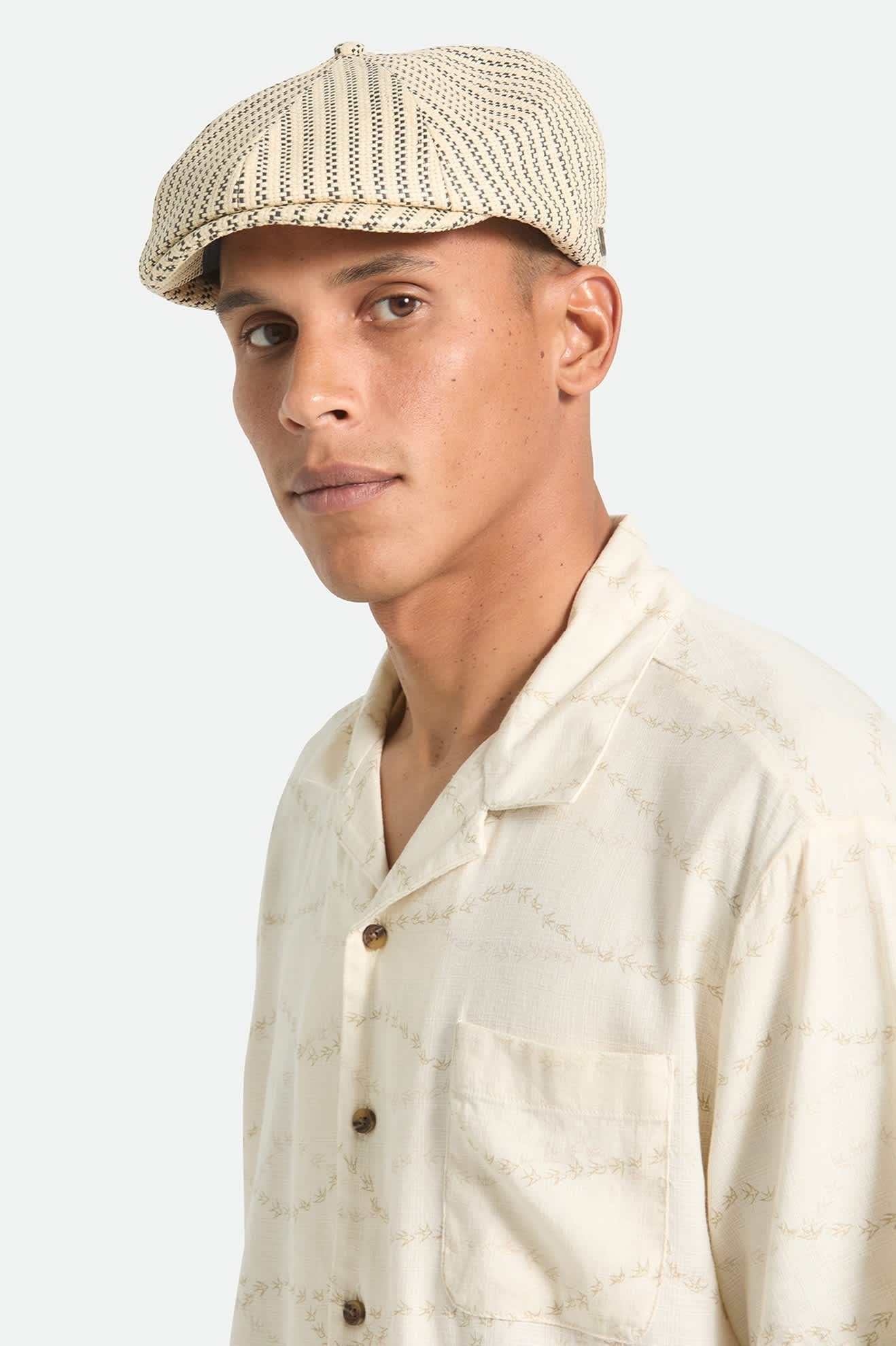 Brood Lightweight Newsboy Cap - Natural/Black Straw