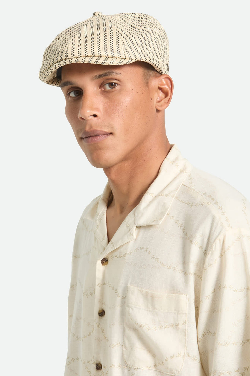 Brood Lightweight Newsboy Cap - Natural/Black Straw