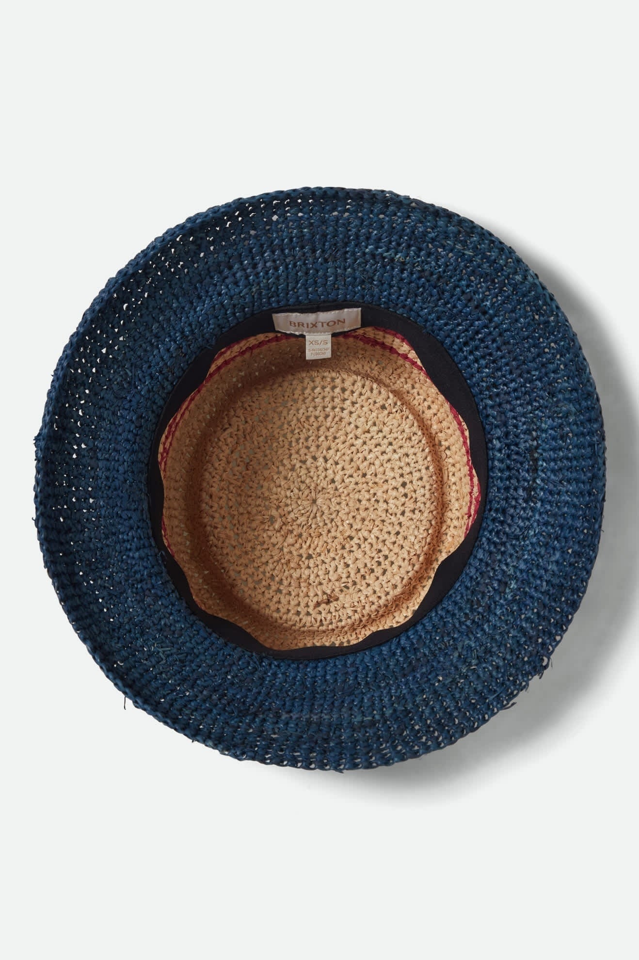 Ellee Straw Bucket Hat - Natural/Navy/Red