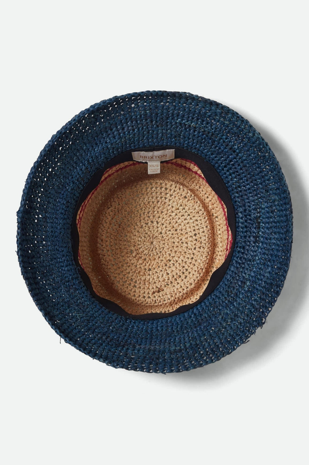 Ellee Straw Bucket Hat - Natural/Navy/Red