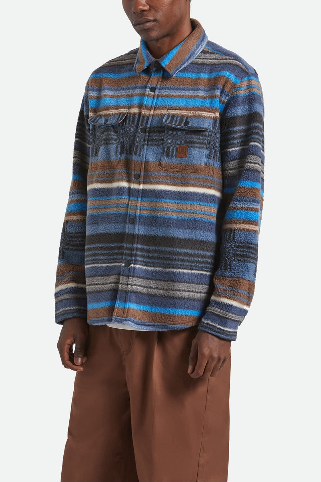 Bowery Arctic Stretch Fleece - Mood Indigo Blanket Stripe