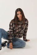 Bowery Crop Women's Overshirt - Washed Black Plaid