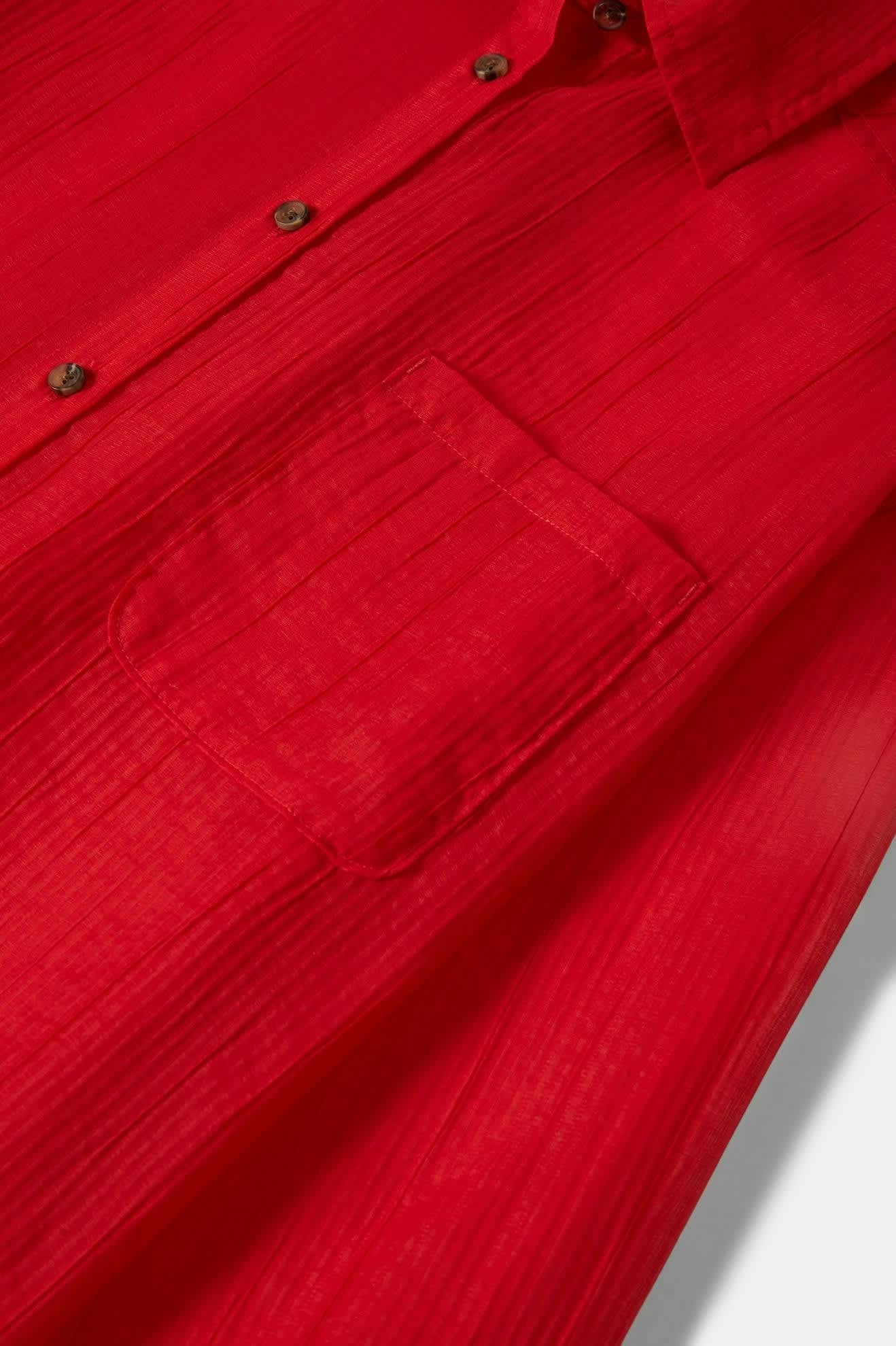 Women's East Side Boxy L/S Button Down - Crimson