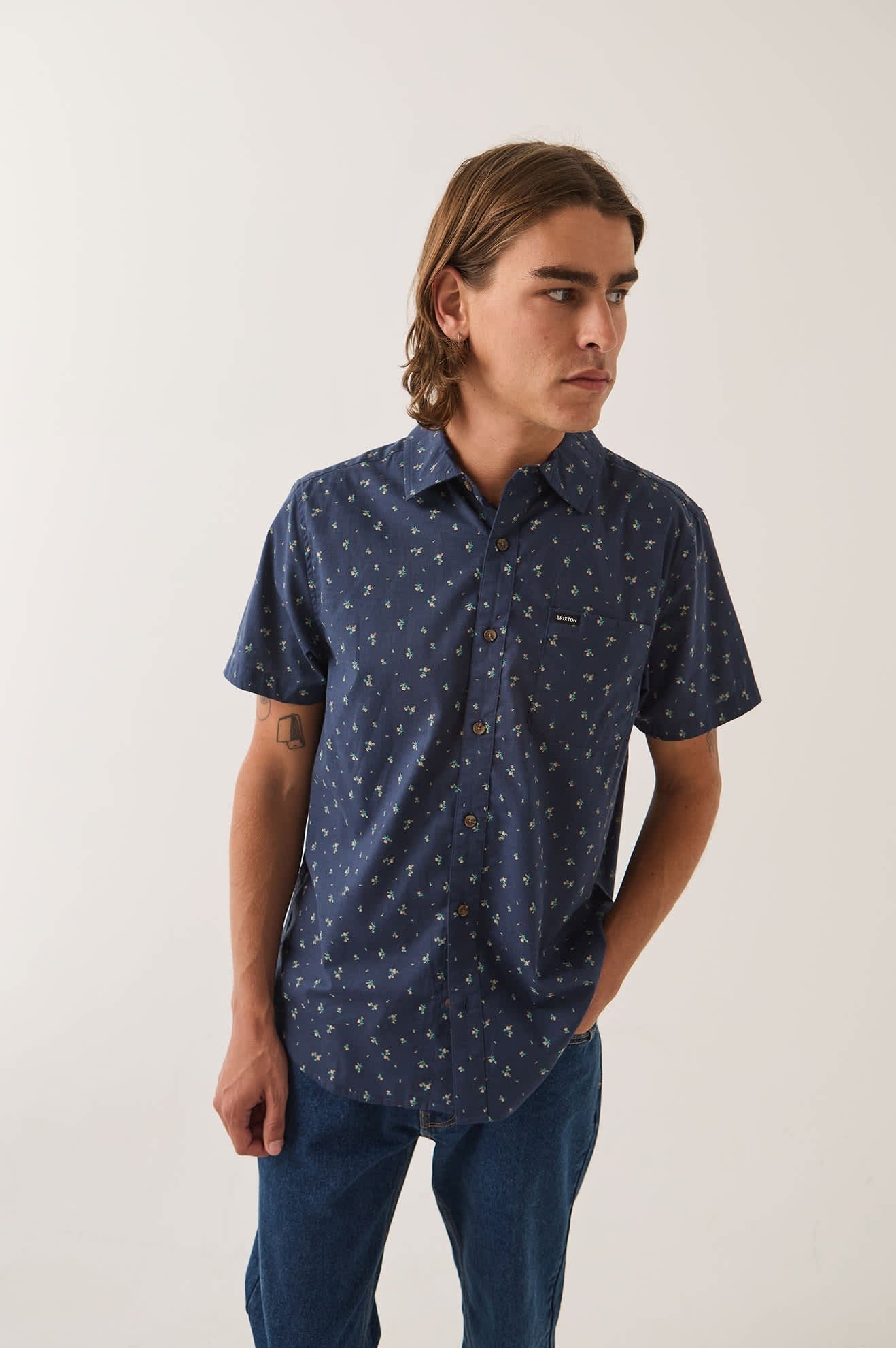 Charter Print Shirt - Washed Navy/Micro Floral