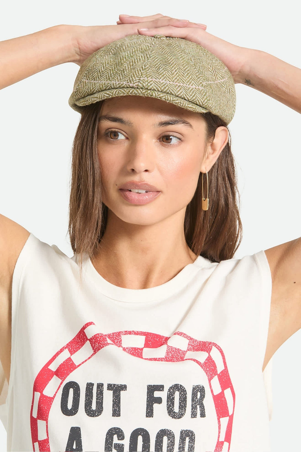 Brood Lightweight Newsboy Cap - Sublime Green Houndstooth